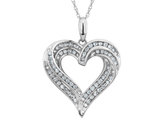 Diamond Heart Pendant Necklace 1/2 Carat (ctw) in 10K White Gold with Chain